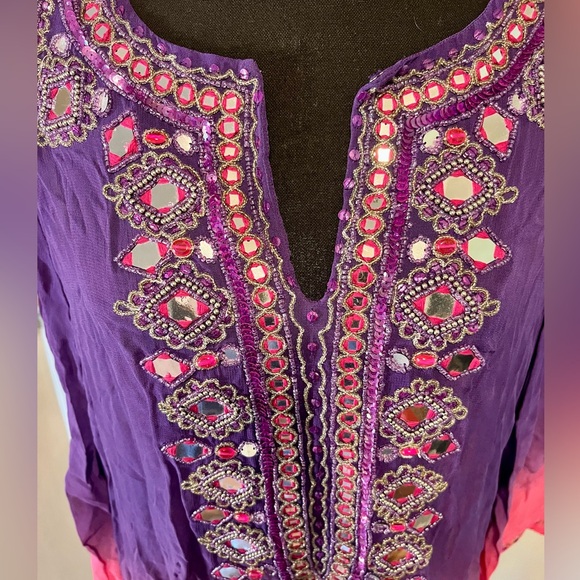 Chico's Purple and Pink Gradient Top with embellishment NWOT - Picture 3 of 6